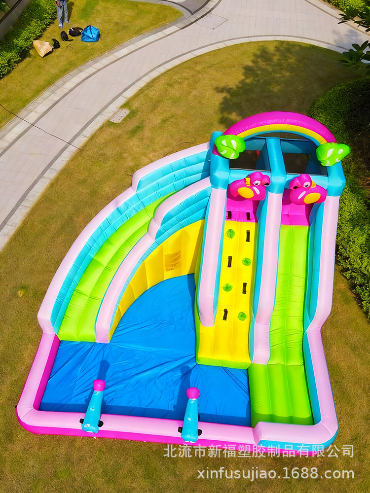 Castillo inflable para niños hogar interior y exterior trampolín al aire libre pequeño trampolín Flamingo doble diapositiva Castillo