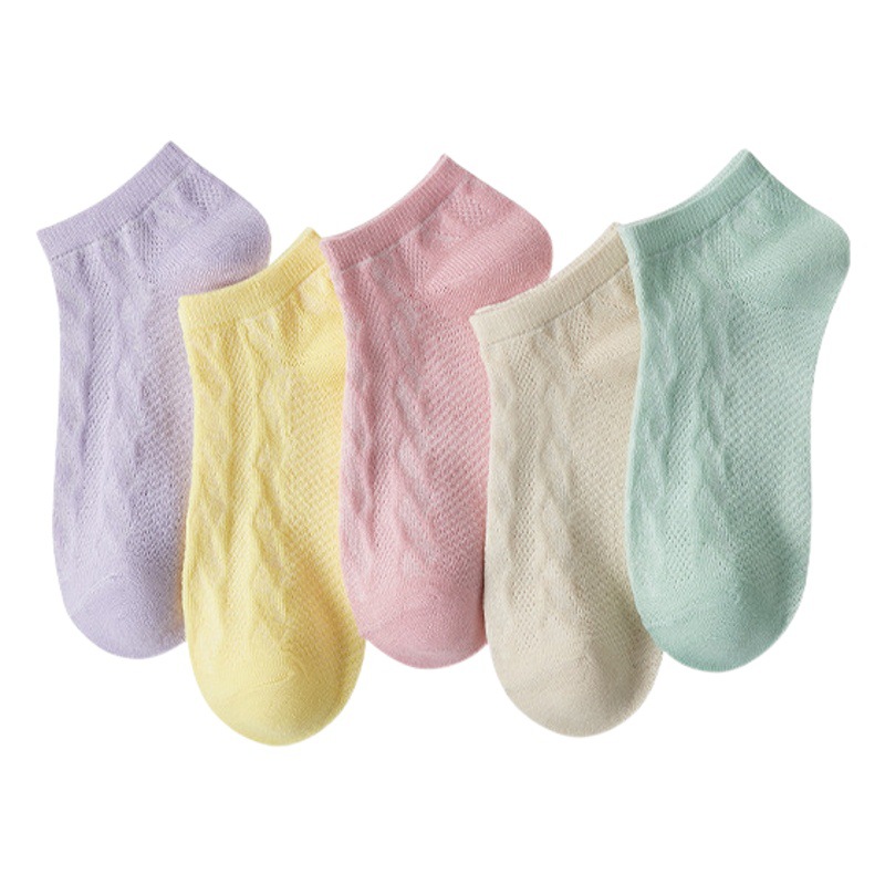 De moda de corte bajo primavera y verano Delgado lindo Colegio estilo chica de color sólido bajo-Top corto barco calcetines de moda al por mayor