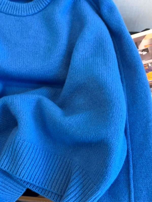 慵懒超显白克莱因蓝套头毛衣女装秋季2025新款圆领内搭针织衫上衣|undefined