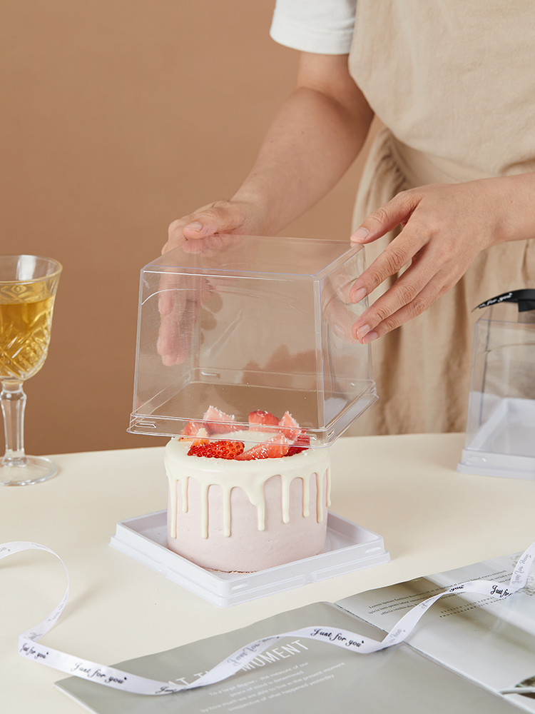Caja de pastel de cuatro pulgadas, caja de mousse de fresa de tres pulgadas, 3 / 5 pulgadas, caja de embalaje de pastel de 4 pulgadas, caja de panadería transparente