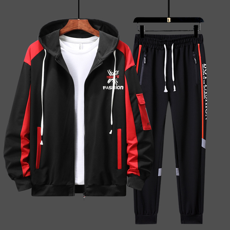 Spring and Autumn Sweatshirt suit New Men's Senior high school Teenager Student Wear Men's Trendy All-match Sports and Leisure suit