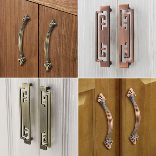 Chinese style antique bronze drawer handle single hole Chinese style wardrobe cabinet bedside table door handle round antique bronze simple