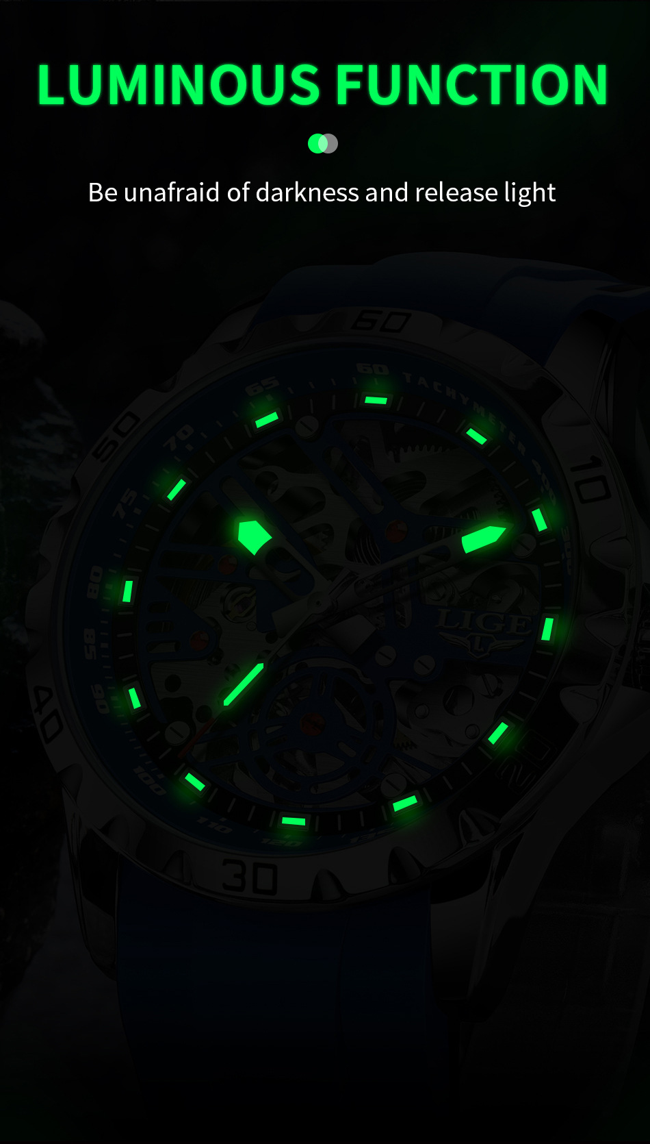 Men's Automatic Mechanical Watch Skeleton Luminous Waterproof_voghion.com