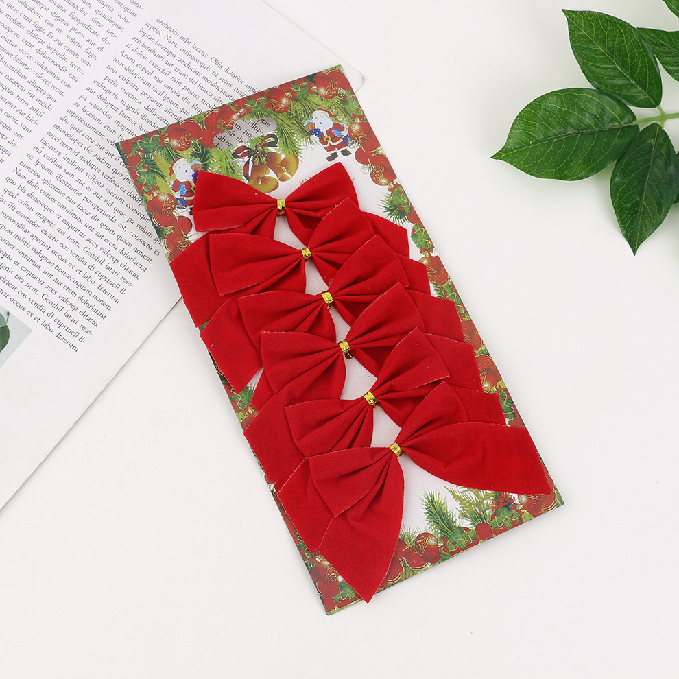 Fabricante de Navidad bowknot 5.5cm12 bowknot rojo oro y plata paño rojo árbol de Navidad decoraciones colgante