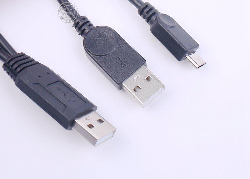 带辅助双头供电口USB2.0 micro 公移动硬盘数据充电线 电脑连接线-阿里巴巴