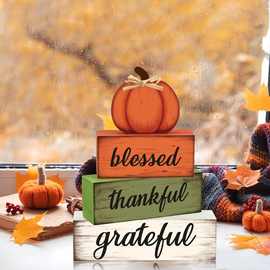 跨境4件套夏季木制分层托盘装饰品农舍餐桌装饰书籍堆叠积木标志