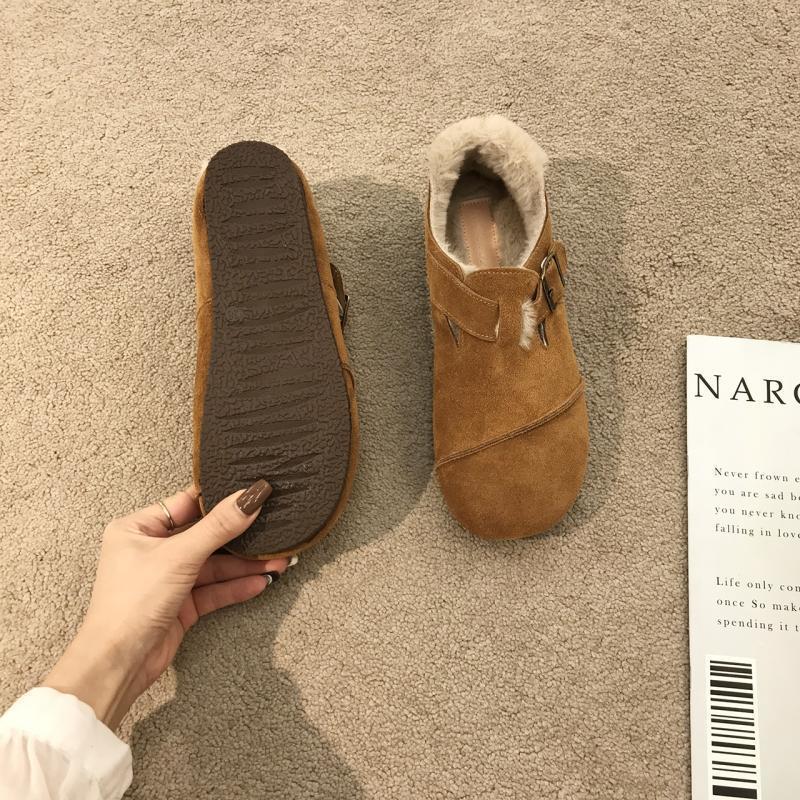 厚底小众新品感复古加绒勃肯鞋女秋冬季外穿保暖新品豆豆新品鞋棕