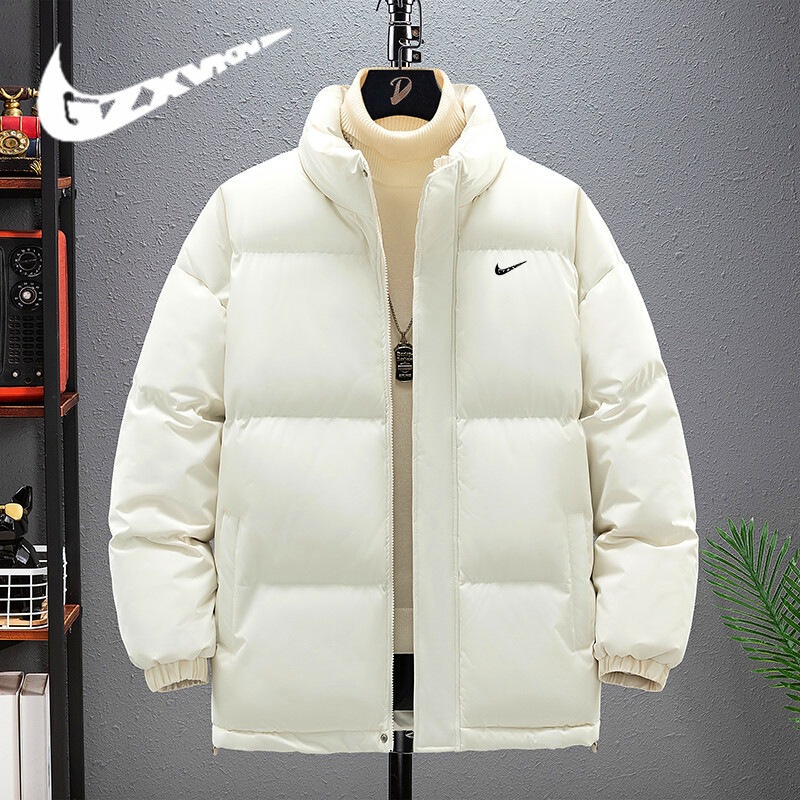 Stand-up collar warm jacket, men's cotton coat, Hong Kong style, thickened winter cotton coat, men's warm loose-fitting trendy brand cotton jacket