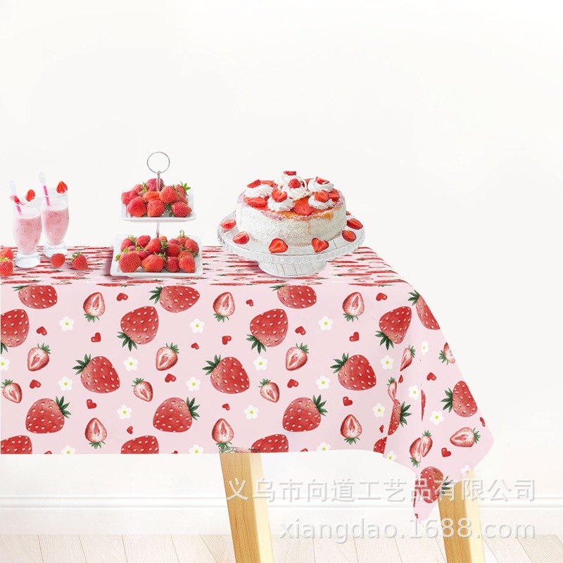 Fiesta temática de fresa chica rosa fruta cumpleaños vasos de papel desechables bandejas de papel cubiertos set decoración de mesa