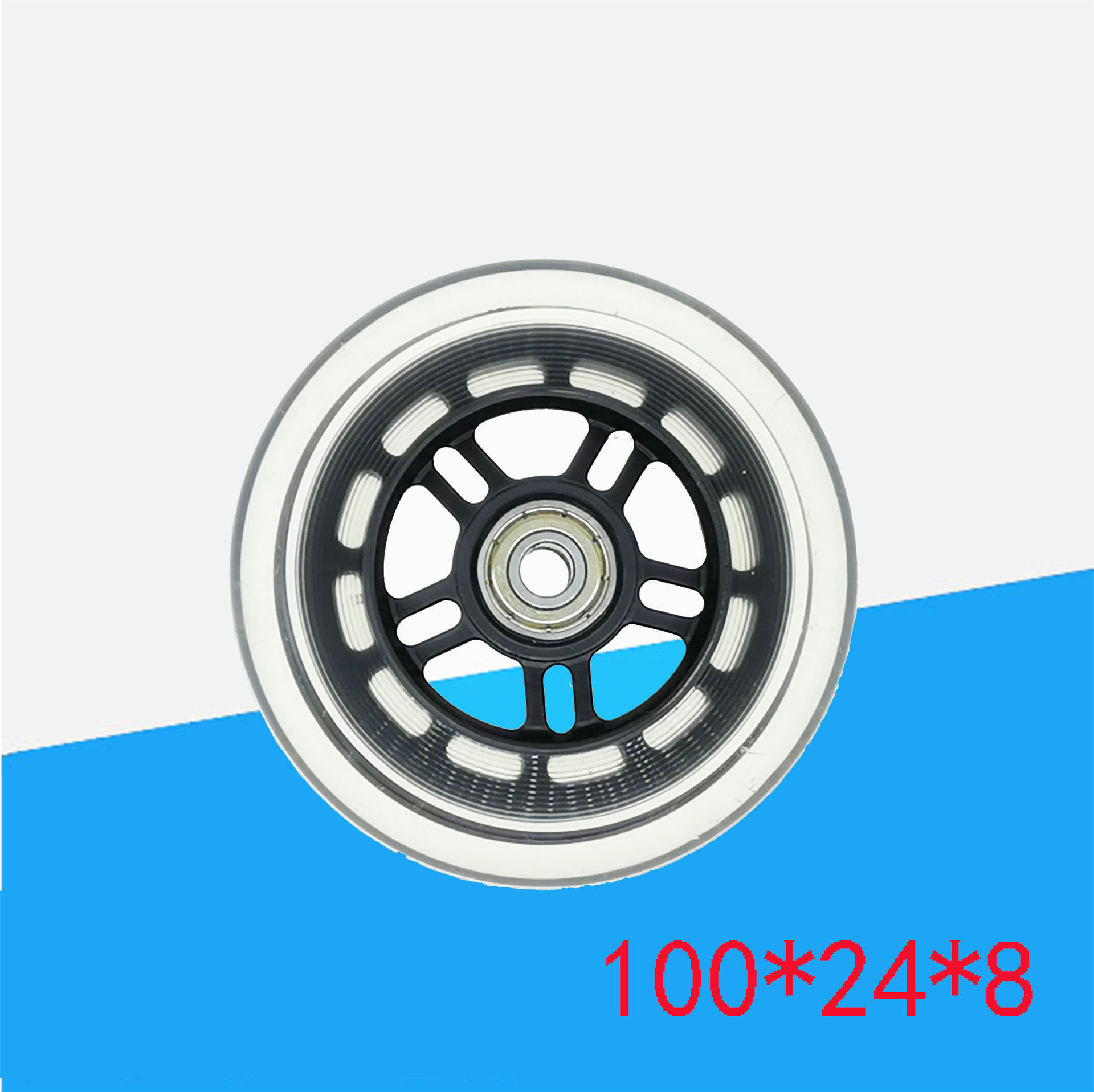 Diameter 100 Thickness 24 Bearing Hole 8mm Luggage Wheel Transparent Skate Wheel Trolley Case 4 Inch