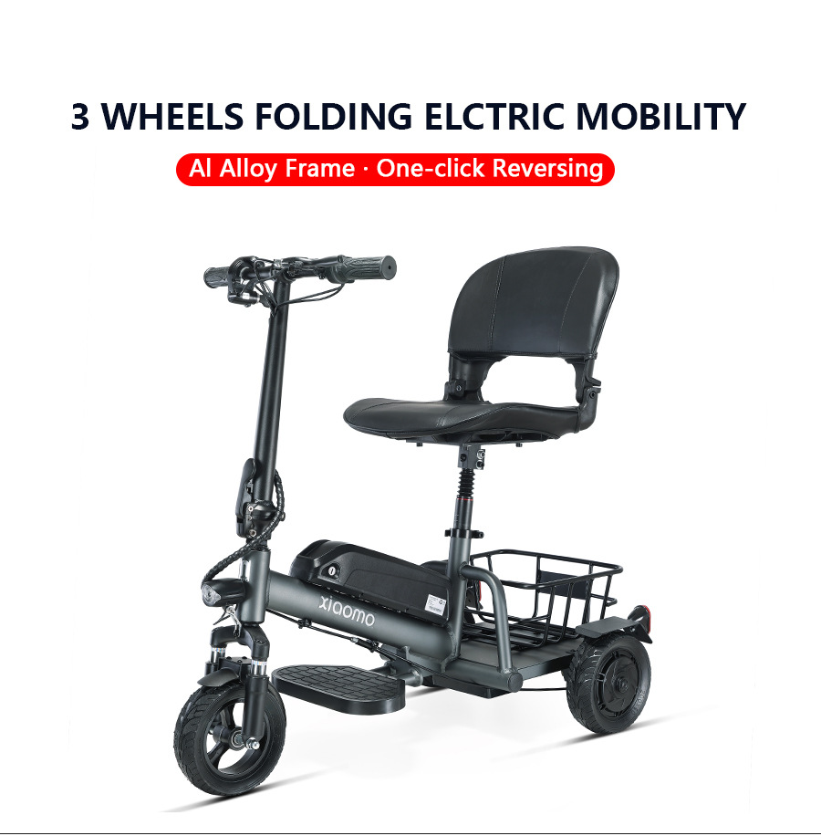 Cross-Border Amazon Dropshipping Aluminum Alloy Lightweight Folding Electric Three-Wheel Scooter for the Elderly Home Lithium Battery Car