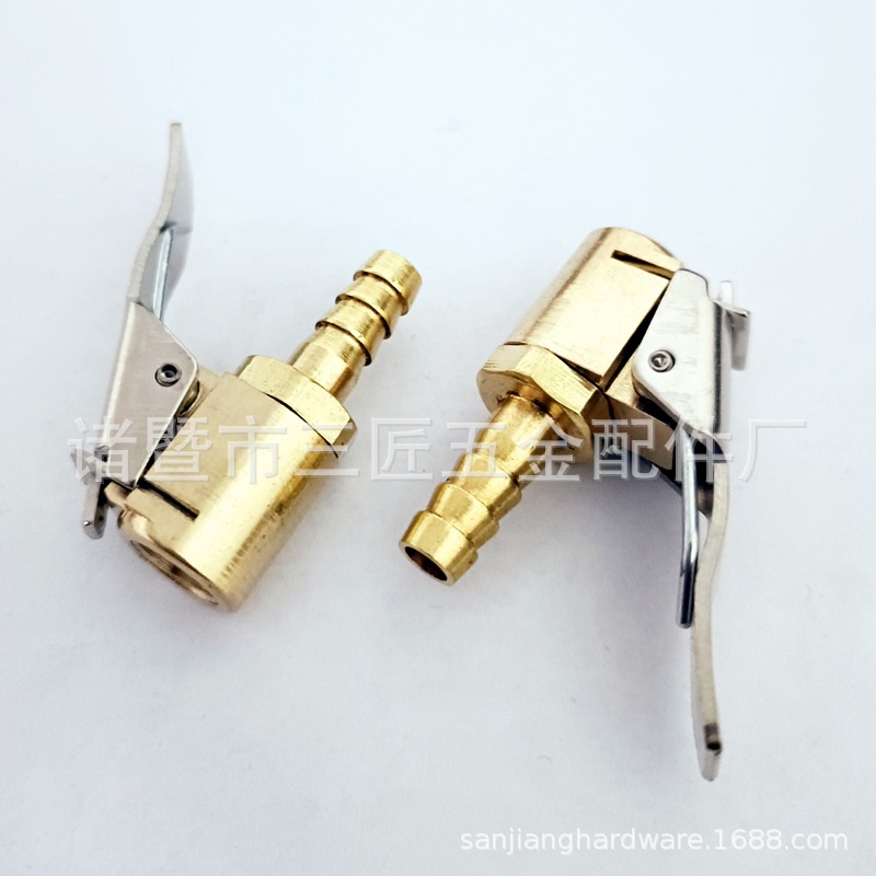 铜质轮胎充气夹头 汽车气压表打气嘴胎压表加气嘴6mm充气管夹气嘴