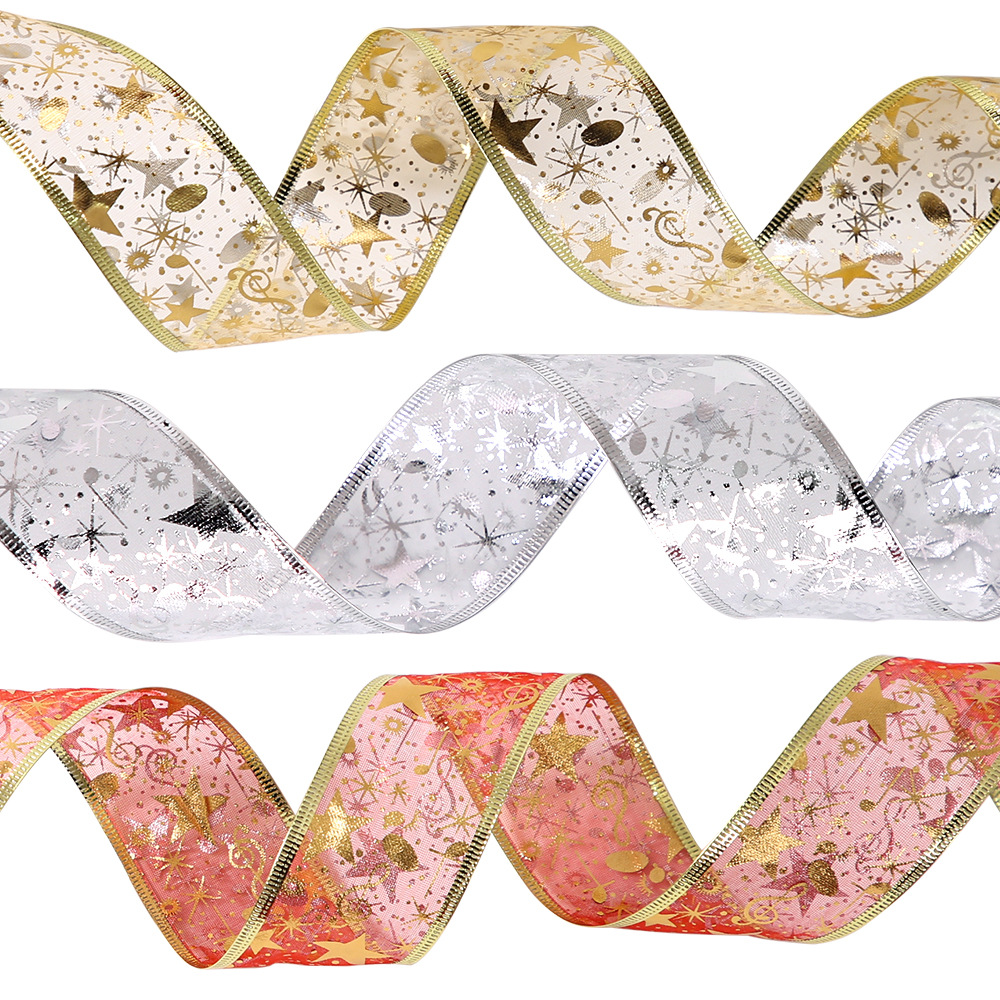 Doppellagiges Draht-Weihnachtsband, DIY-Schleife, Weihnachtsbaum, Geschenkverpackung, dekoratives Band_voghion.com