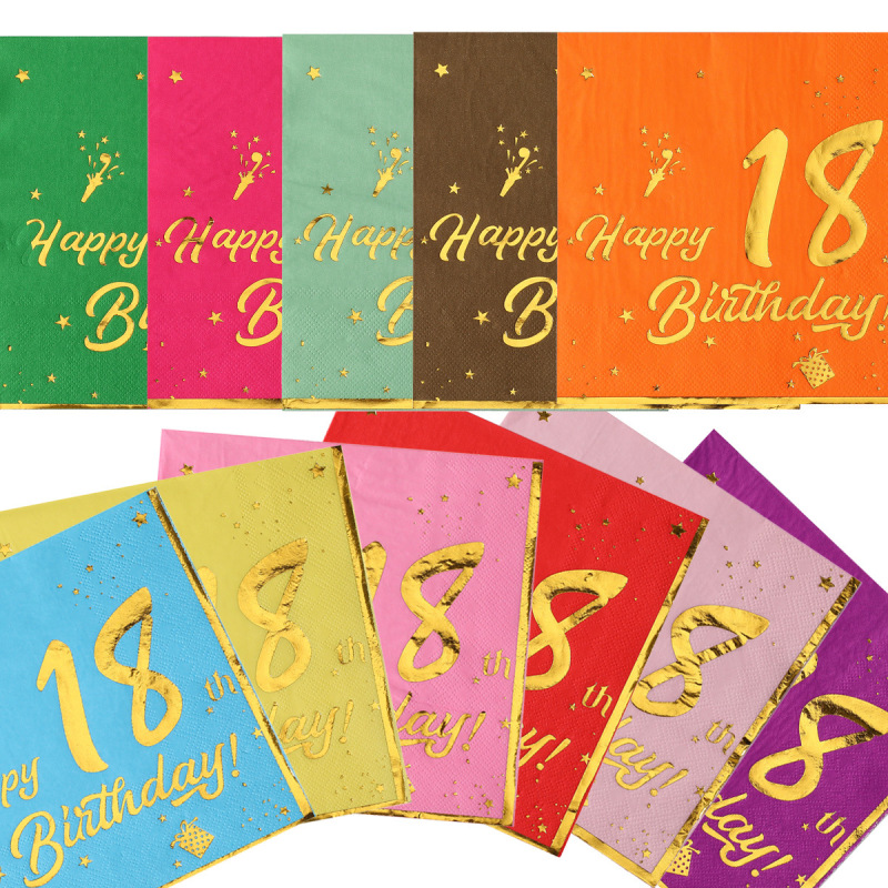 18-Year-Old Colorfulful Happy Birthday Napkins Party Napkins 33cm Hot Stamping Napkins Spot Wholesale 18-Year-Old Colorfulful Happy Birthday Napkins Party Napkins 33cm Hot Stamping Napkins Spot Wholesale