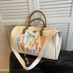 Large-capacity canvas bag, stylish short trip travel bag for women, lightweight travel bag, outdoor travel yoga fitness handbag