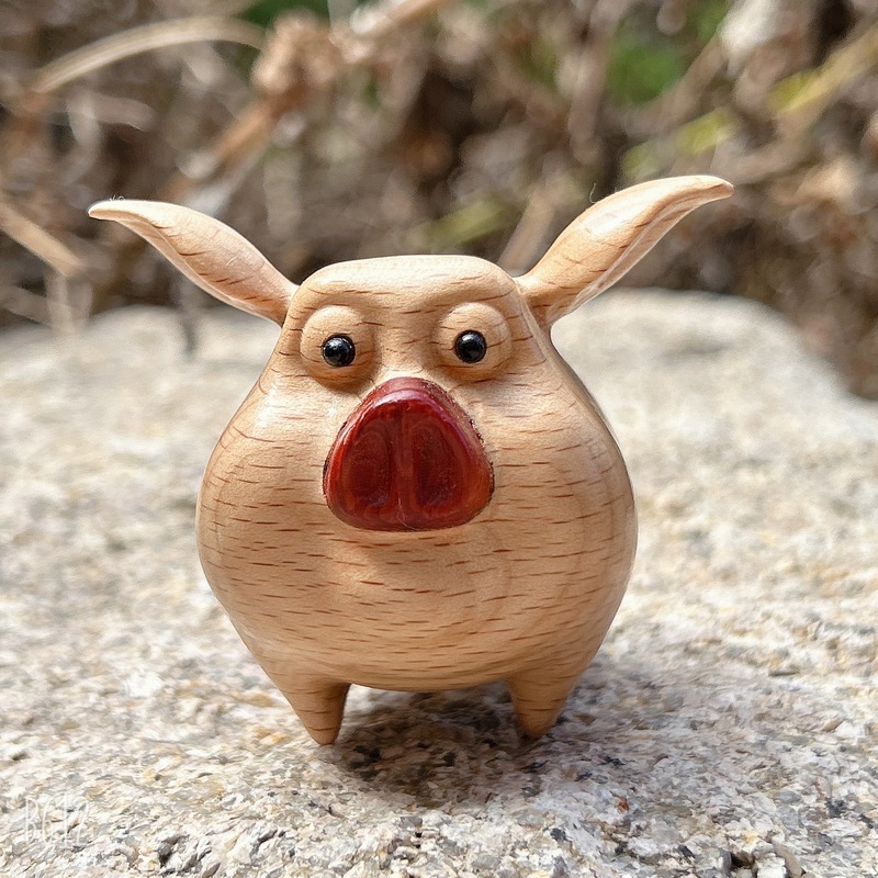 工場直販太一リアルフライングピギー装飾品クリエイティブ木彫り動物かわいい小さなフライングピギー装飾品|undefined