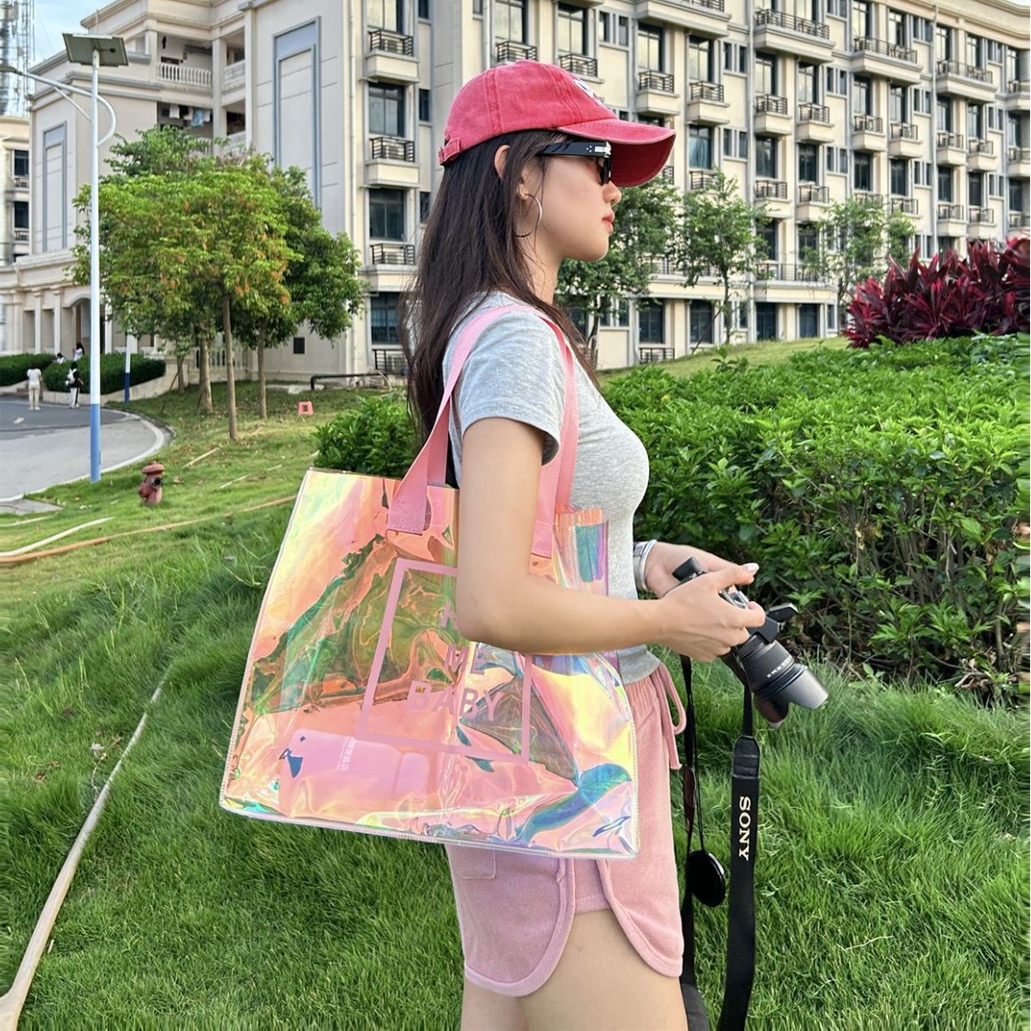 镭射手提袋沙滩包果冻包游泳包大容量pvc透明包单肩包防水手提袋