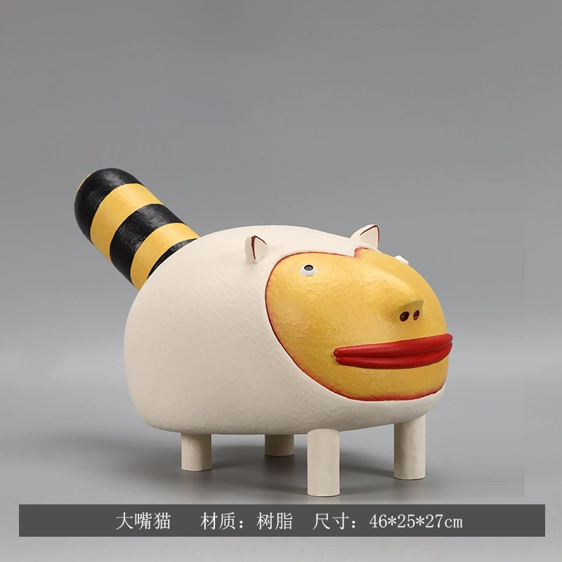 モダンでシンプルなかわいいペットの猫とクマの幾何学的な動物の装飾品北欧ホームモデルルームワインキャビネット子供部屋の装飾|undefined