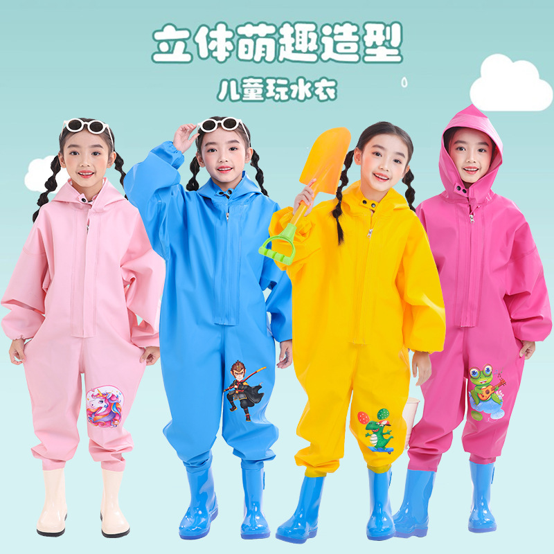 Children's one-body raincoat for boys and girls full body poncho for girls rain pants suit