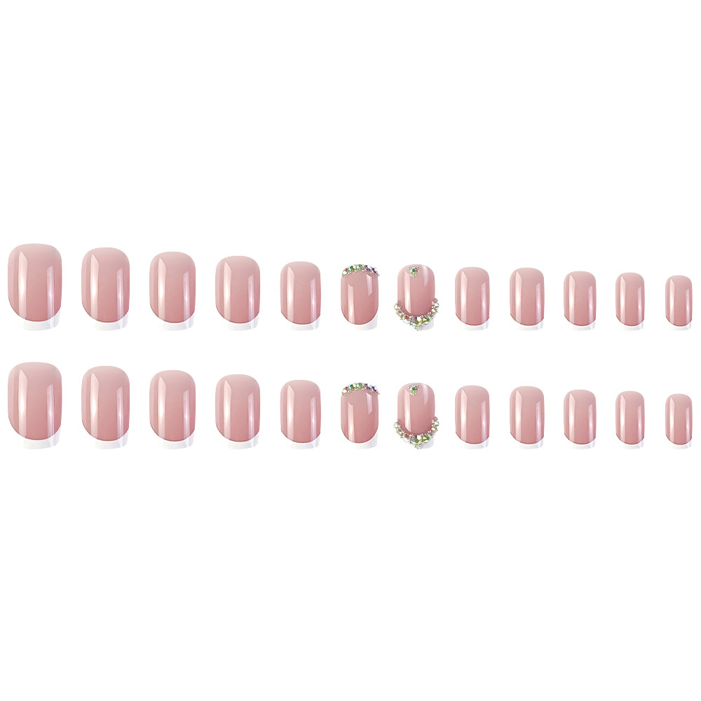 Comercio exterior estilo francés de diamante otoño y invierno usar uñas tiernas y dulces, uñas frescas, 24 piezas de uñas falsas de estilo europeo y americano.