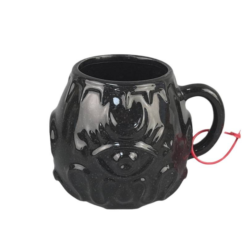 Ojo del diablo de Halloween, taza de café de cerámica de moda divertida, té de la tarde en el hogar, taza de té perfumado, temperatura media europea