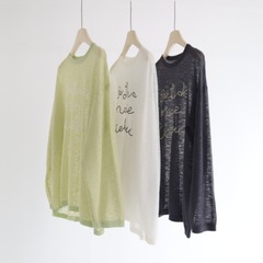 竹麻レター長袖微薄ニットブラウス女性の夏の新しいルーズカジュアル Tシャツトップ夏