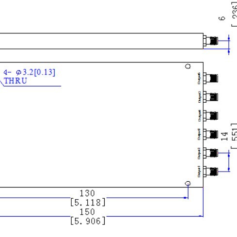大功率100W 2.4-5.9G N头2400-5900M射频一分四功分器功率分配合