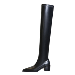 009-22 European and American fashion simple thick heel high-heeled sexy nightclub pedicure thin leg over knee boots boot