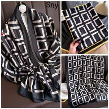 新款仿真丝丝巾丽锦缎长巾围巾春秋时尚百搭夏季防晒披肩包头巾