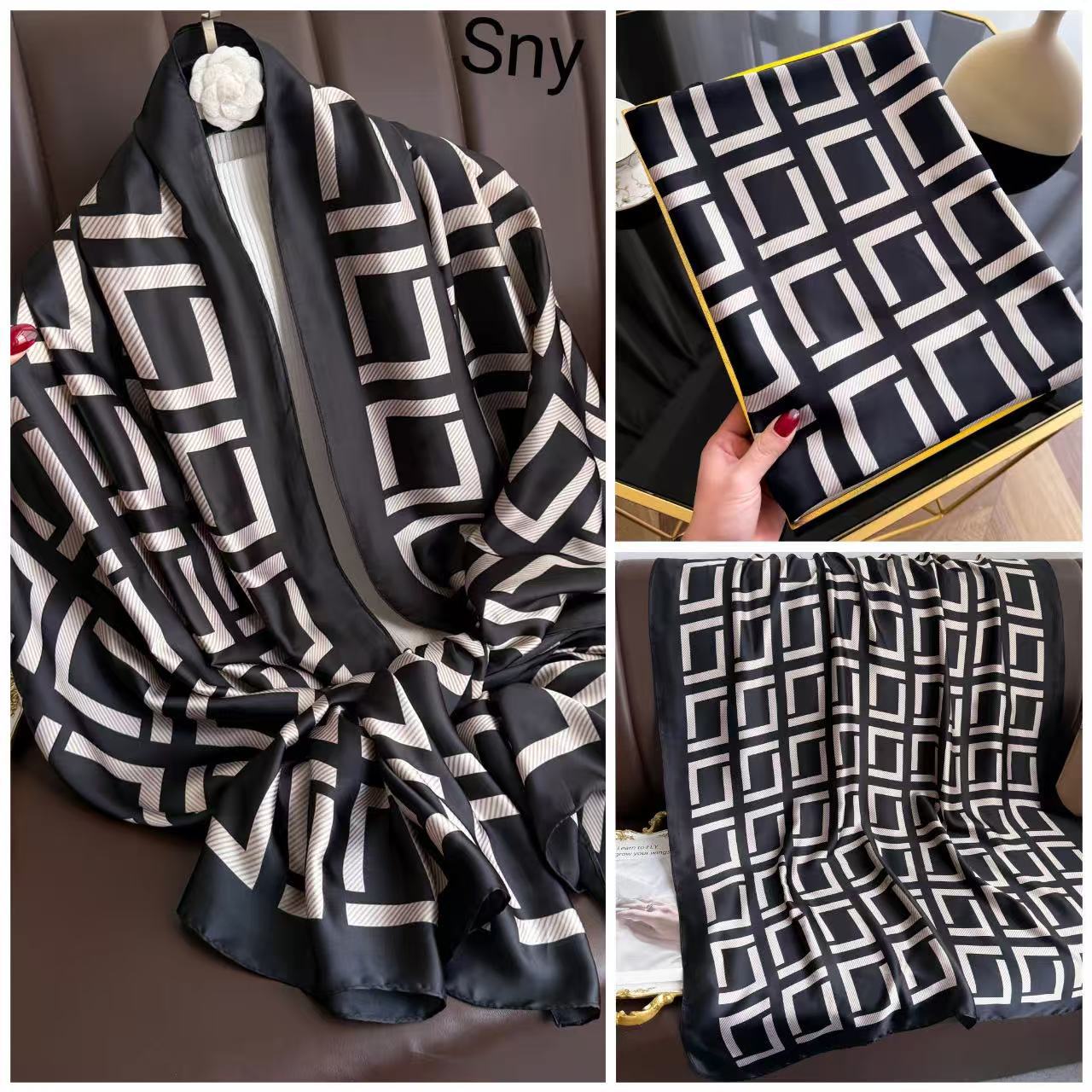 New Imitation Silk Scarf Li Brocade Satin Long Scarf Spring and Autumn Fashion All-match Summer Sunscreen Shawl Turban