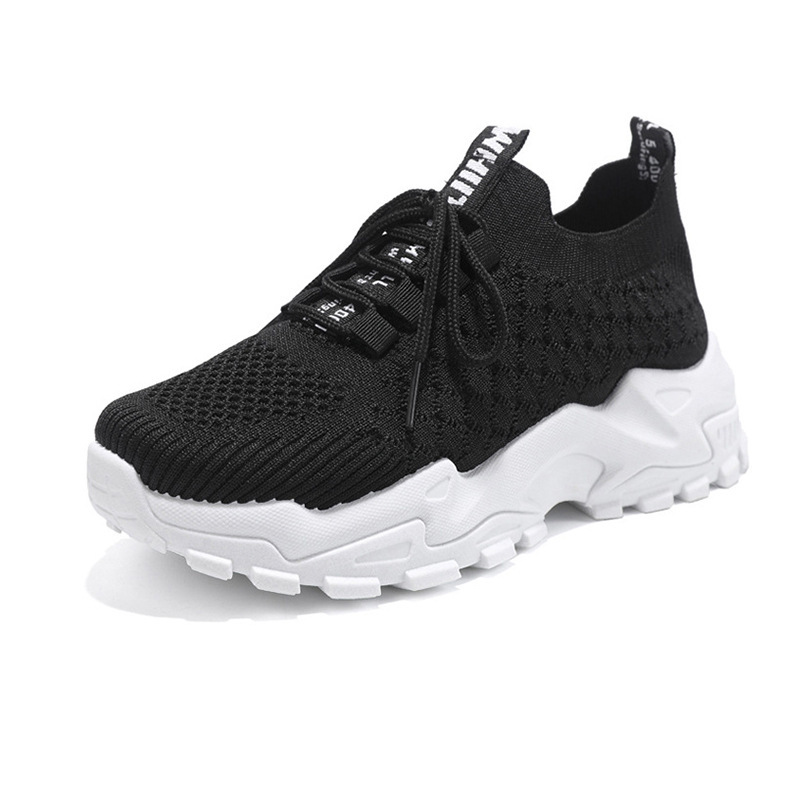Zapatos de mujer procesamiento personalizado zapatos deportivos transpirables de tejido volador zapatos de moda para mujeres zapatos de papá con suela gruesa zapatos de moda casuales cómodos