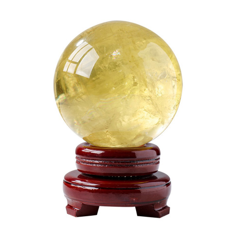 Natural citrine ball ornaments crystal raw stone energy ball home office opening decorative ornaments wholesale base