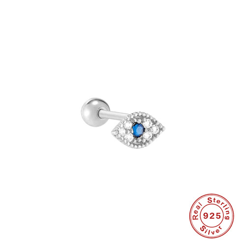 S925 sterling silver single evil eye diamond pierced cartilage earrings cross-border best-selling personalized evil eye earrings