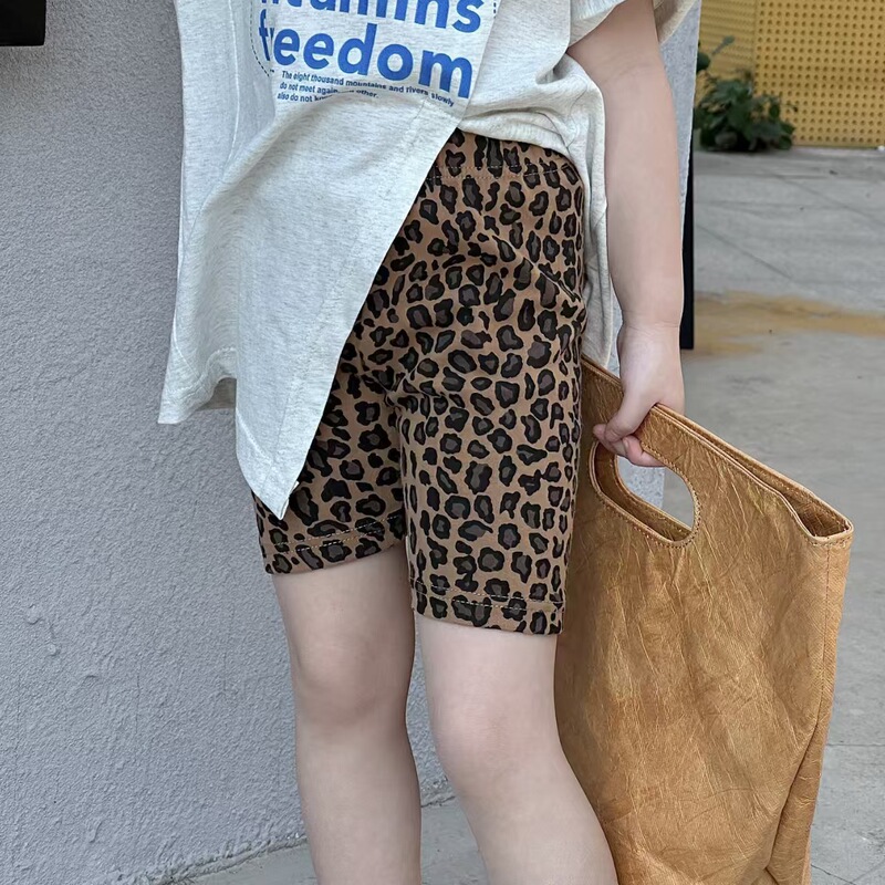 Children's Leopard Print Cycling Shorts 2026 Summer New Style Tight Elastic Shorts for Girls Trendy Stylish Leggings