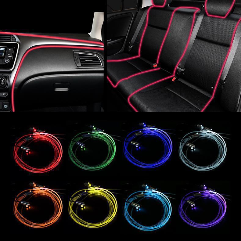 Car led atmosphere light colorful cold light instrument decorative light app one drag five car voice control atmosphere light