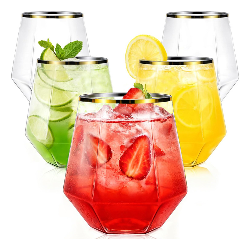 Amazon comercio electrónico transfronterizo vino sin pies Copa 9oz 12oz 16oz plástico en forma de huevo PET copa de vino imprimible