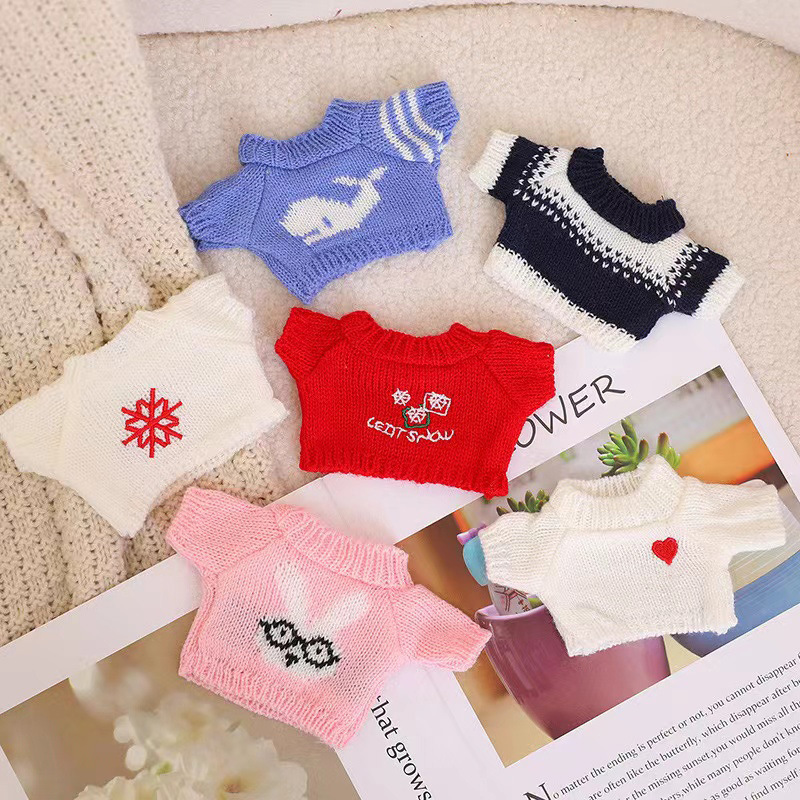 20cm Wholesale Plush Teddy Bear Leader Dog Clothes Cotton Doll Clothing Lamb Doll Knitted Cartoon Sweater