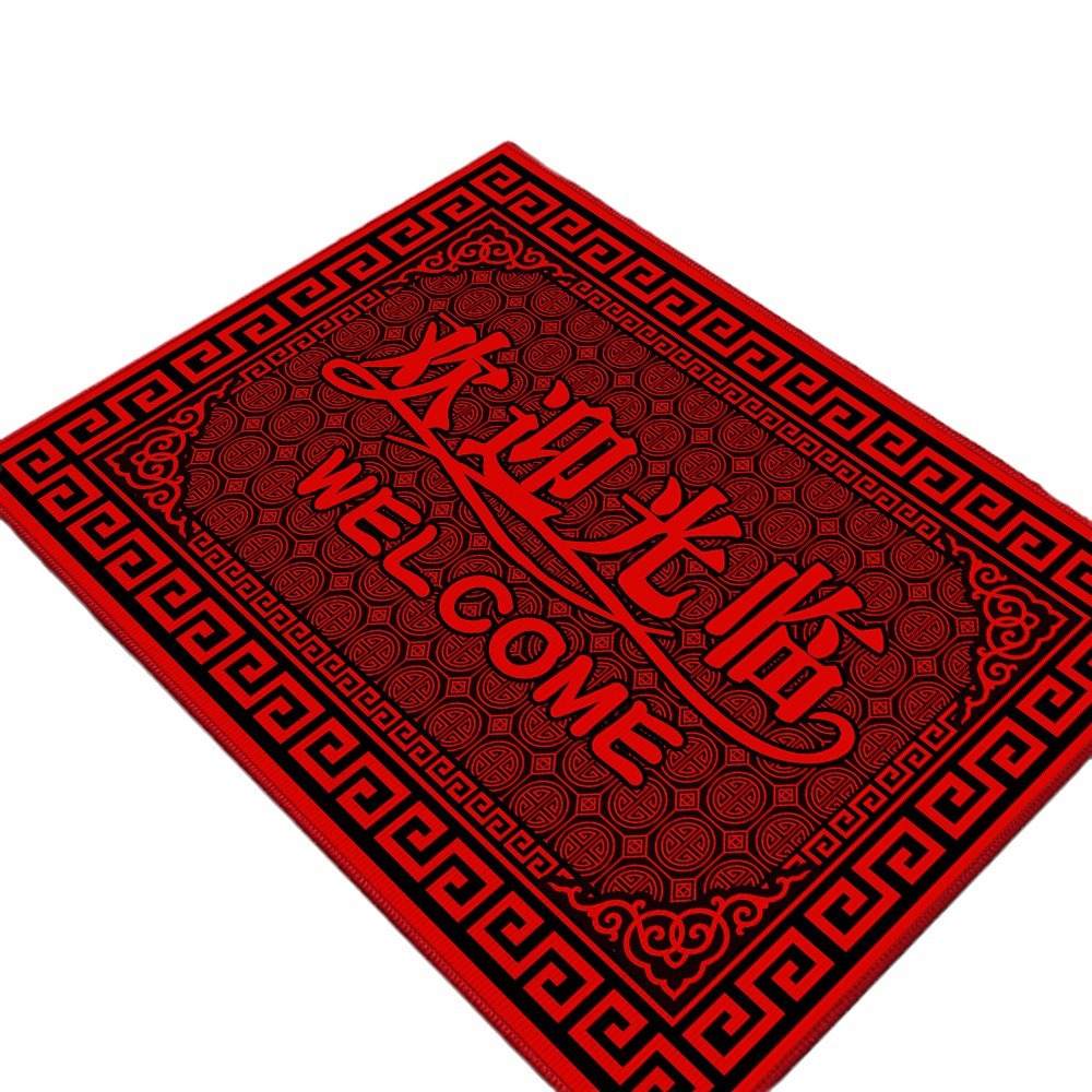 Alfombra de piso de estilo chino pasillo alfombra de puerta roja resistente a las manchas alfombra de pasillo se puede cortar alfombra de piso festivo y seguro