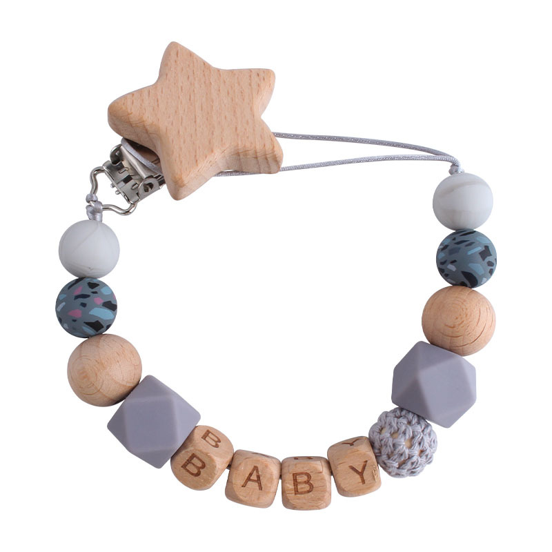 Bebé suministros de dibujos animados animal Beech chupete clip calmante bebé de silicona leopardo cuentas Cadena de chupete cadena anti-caída