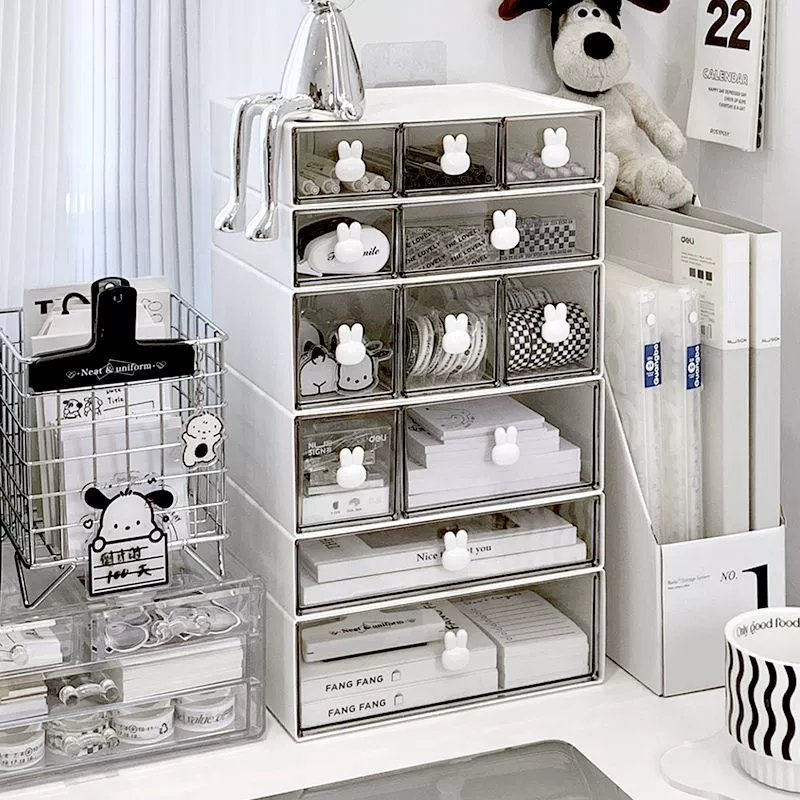 Desktop Acrylic Storage Box, Transparent 3-Layer Stackable Drawer Organizer for Desk and Dorm