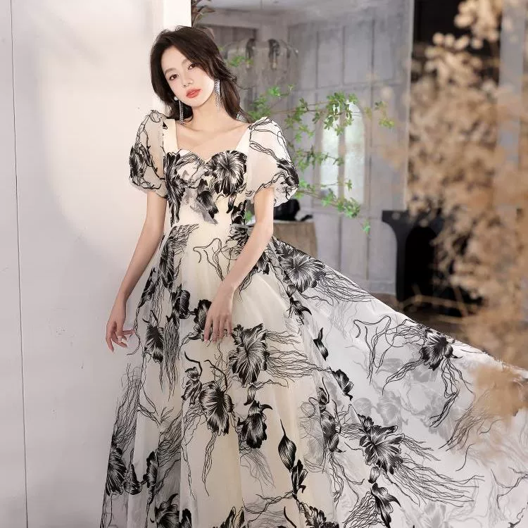 Вечернее платье, французский стиль, puff sleeves