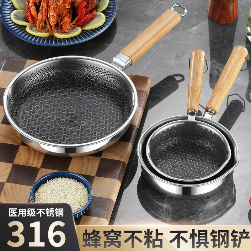 Stainless Steel Small Frying Pan, Non-Stick Pan, Household Non-Coated Frying Pan, Egg Frying Pan, Universal Frying Pan, Steak Frying Pan