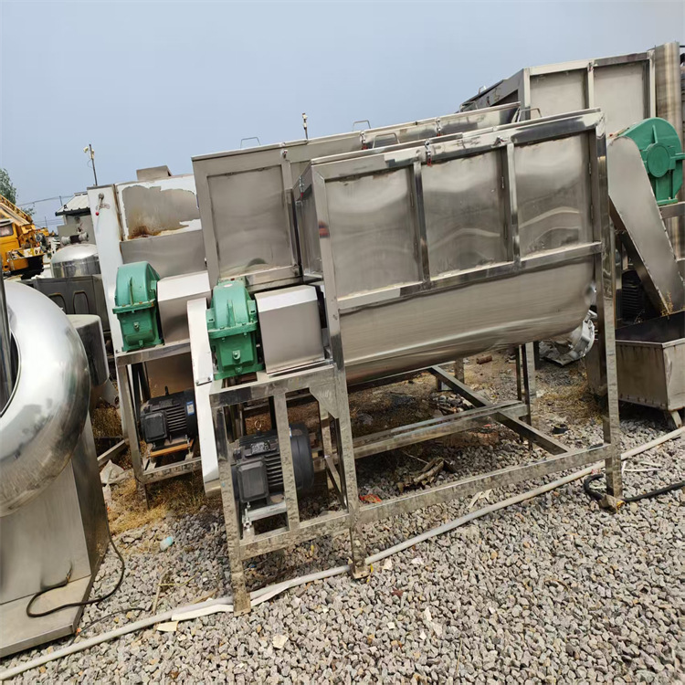 二手卧式螺带混合机 1吨双轴无重力桨叶混料设备工业饲料搅拌均匀