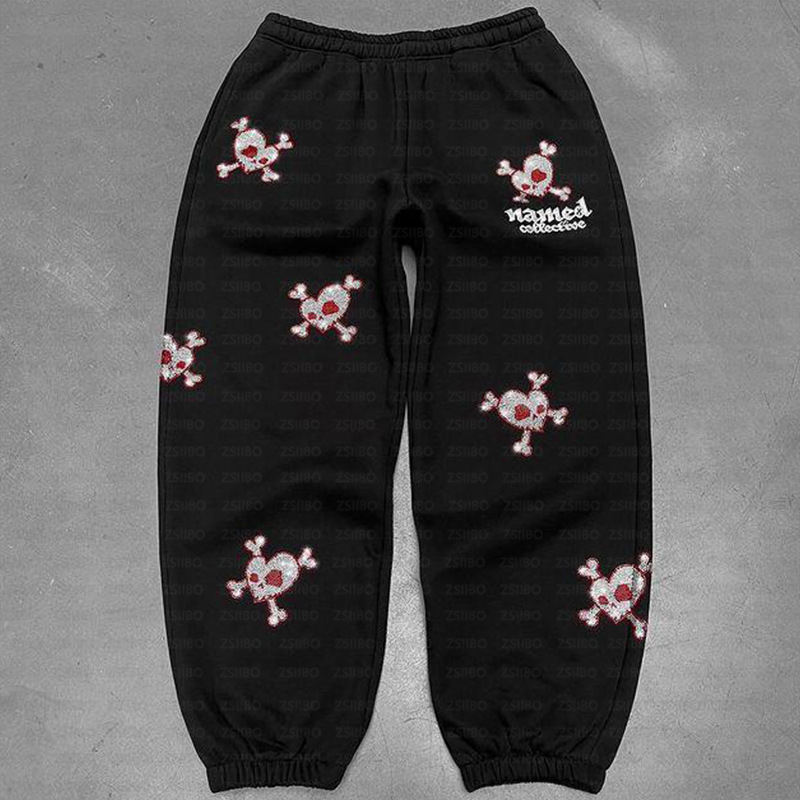 Personalisiert, trendig, modisch, sparsam, Hip-Hop-Stil, durchgehender Reißverschluss, Kapuzenpullover, Totenkopf, Heißprägung, locker_voghion.com