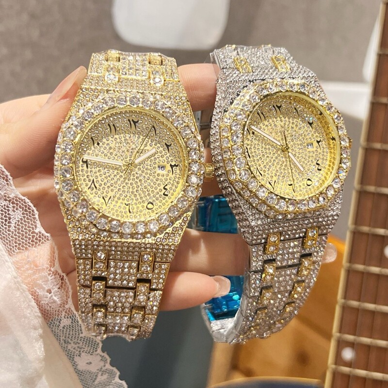 Dunhuang Aliexpress Hot Ap Women Full Diamond Men High Quality Watch Trendy Fashion Quartz Watch Factory Wholesale