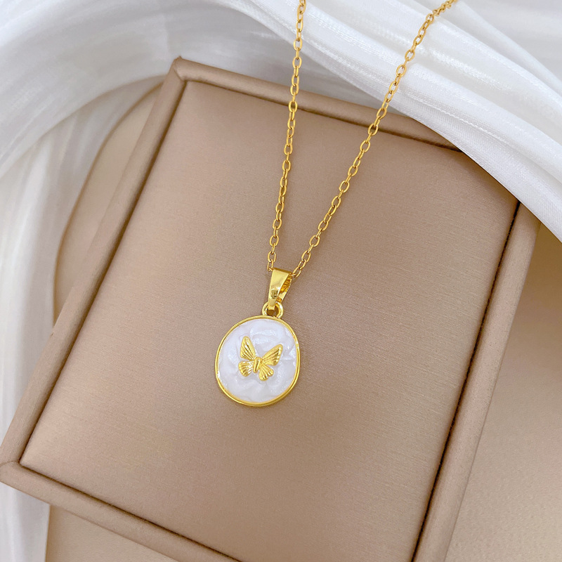 Gorgeous Butterfly Diamond Necklace For Women Versatile Titanium_voghion.com