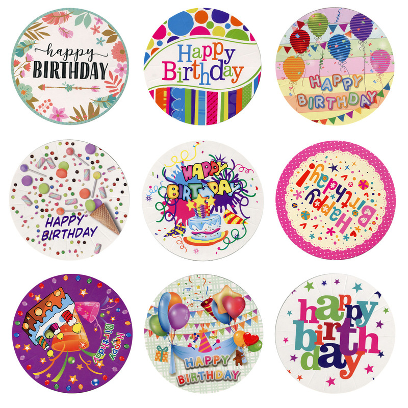 Cross-Border New Model Happybirthday Birthday Party Paper Plates Disposable Dinner Plates Cake Plates Dishes Tableware