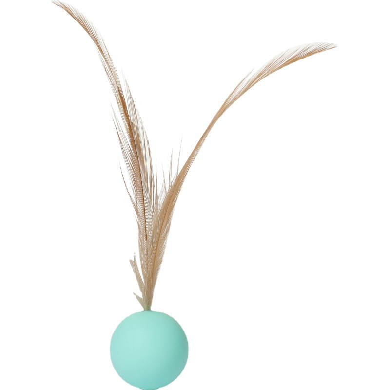 Juguete de silicona resistente a mordeduras de mascotas pluma bola elástica sólida juguete divertido juego interactivo resistente a roer juguete divertido gato