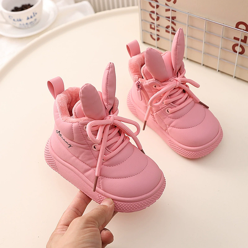 Детские теплые лоферы на флисовой подкладке, новые осенне-зимние высокие кеды для девочек, мягкие хлопковые туфли для малышей