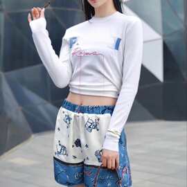 蕞高版本100%纯真丝短裤春夏星座字母弹力腰明星同款走秀款裤子女